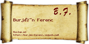 Burján Ferenc névjegykártya