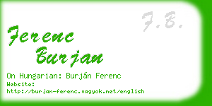 ferenc burjan business card