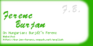 ferenc burjan business card